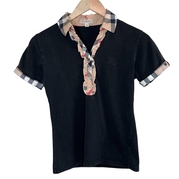 Burberry Brit Womens Baby Tee Fit Polo Shirt Short Sleeve Top Medium - Picture 1 of 11